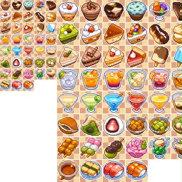 ドット絵洋菓子和菓子カクテルアイコン