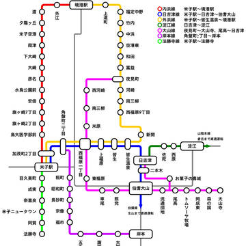 【架空鉄道】米子市営地下鉄-路線図