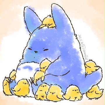 中トトロとひよこ
