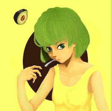 「髪色がアボカドの女の子」