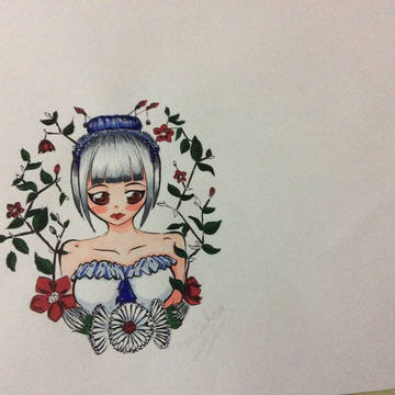 The woman with flower