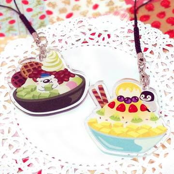 夏日冰品。雙面透明壓克力吊飾