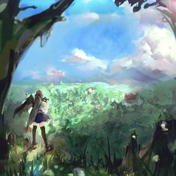 夏休みに幻想郷の風景だ