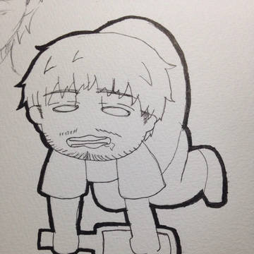 酔っ払いへべれけシバター線画