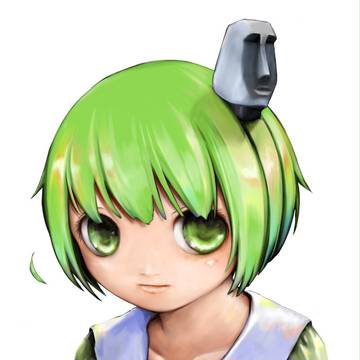 頭に石像