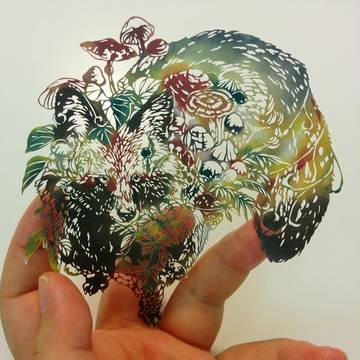 【切り絵】日本の庭~狸~