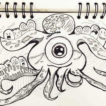 cute octopus with monsters