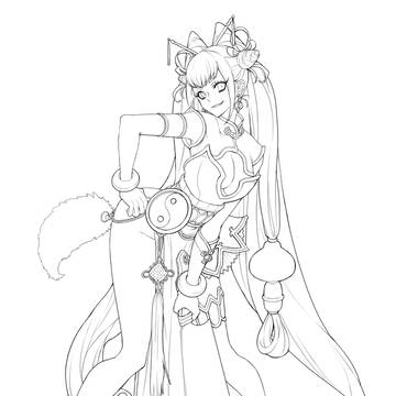 チャイナ娘（線画）
