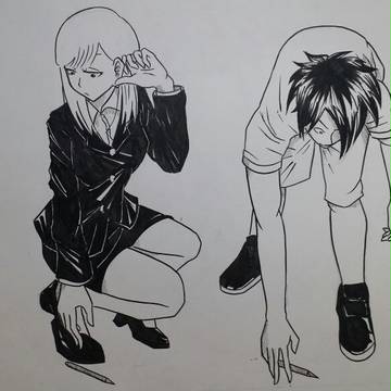 ペンを拾う男と女