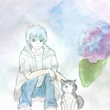 紫陽花とくろこっち