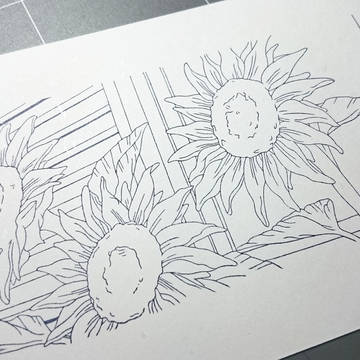 [消しゴムはんこ]　ひまわり