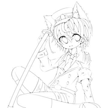 軍服ネコ耳ショタ 線画