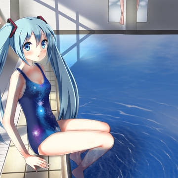 泳池中的Miku
