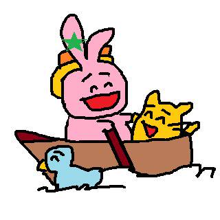 のりものうさちゃんボートに乗る。