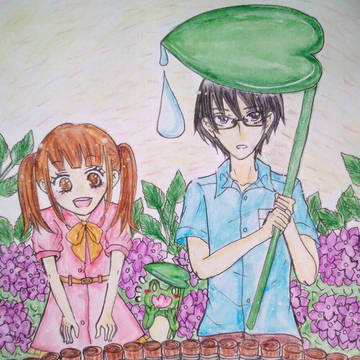 梅雨とカエルと少年少女