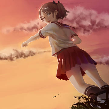 敷波と夕焼け