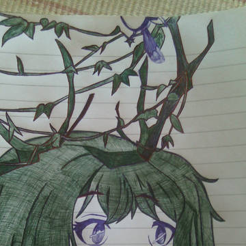 kawai girl green hair