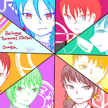 【駅擬人化】在阪鉄道ターミナル7駅.