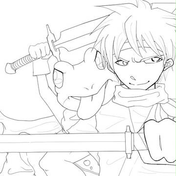 【線画】クロノとカエル