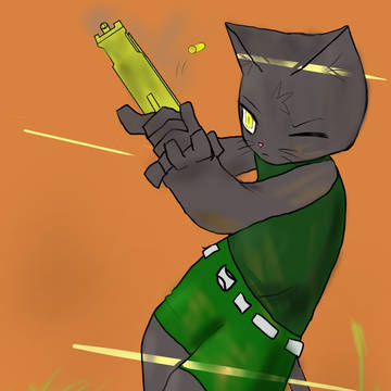 くろねこ兵士　銃を使う