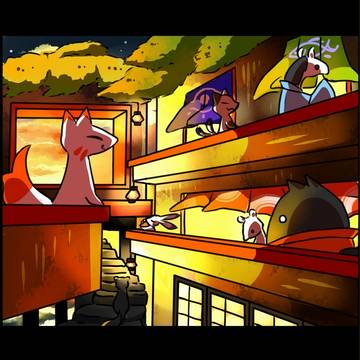 長屋の夕焼け