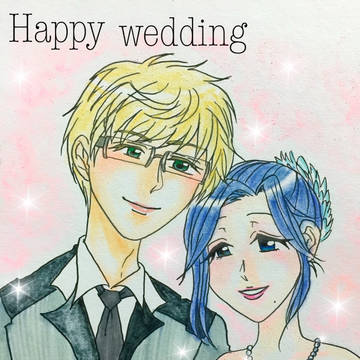 happy wedding ウェルカムボード風