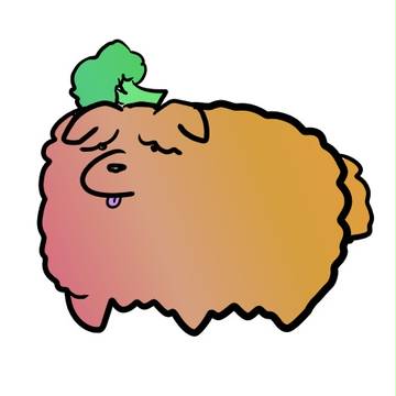 頭の上にブロッコリーを乗せるチャウチャウ