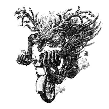 Cleric Beast riding a moped