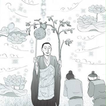瓢箪を叩いて歌う元暁
