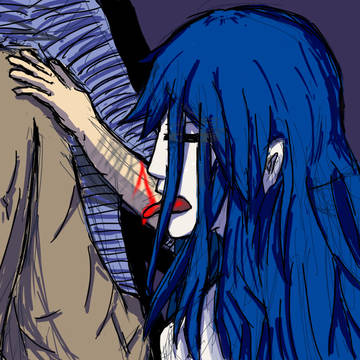 腕の傷を舐める女の子