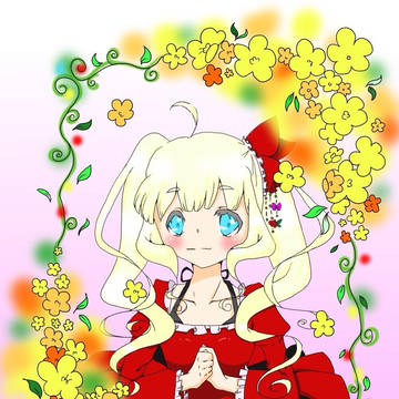 金髪少女と黄色いお花