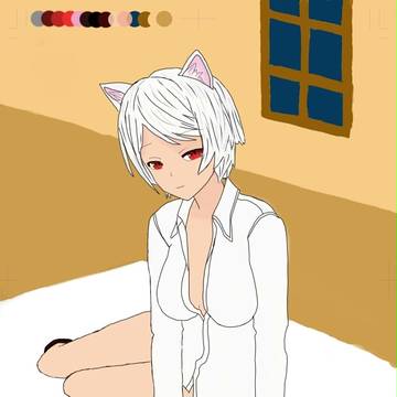 猫耳（色塗り後＆色塗り前）