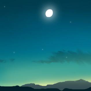 夕日の残滓と月