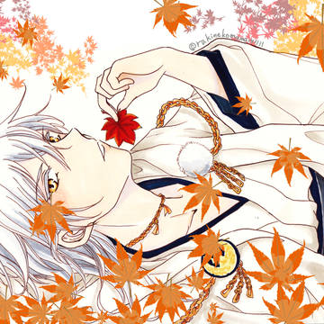 紅葉と鶴丸