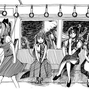 妖夢さん電車にて自身の半霊を捜索中
