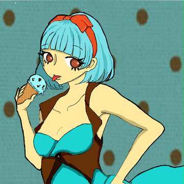 厚塗りを諦めた主が描いたチョコミント擬人化