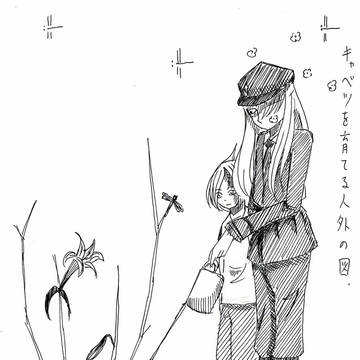 キャベツを育てる人外の図