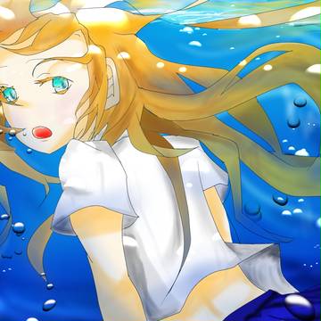 【冬なのに】水中の乱ちゃん【初心者絵注意！！】