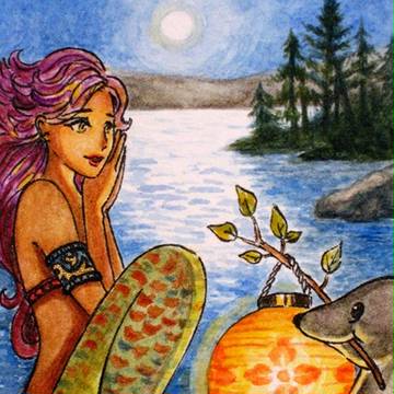 Mermaid and a seal with lantern