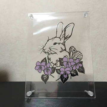 【切り絵】うさぎとスミレ