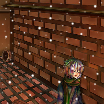 雪の街中