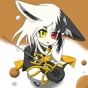 白黒垂れ耳狐っ娘 二頭身版