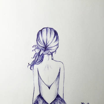 手绘_圆珠笔_女孩