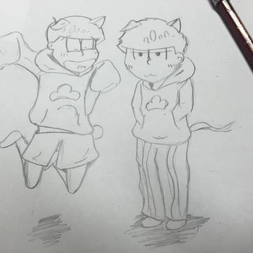 猫松と犬松(一松と十四松)