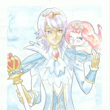 セイカのぬりえ　プリンセスプリキュア　カナタ王子とパフ