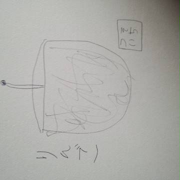 初投稿:黒ボールペンで描いたりんごの絵