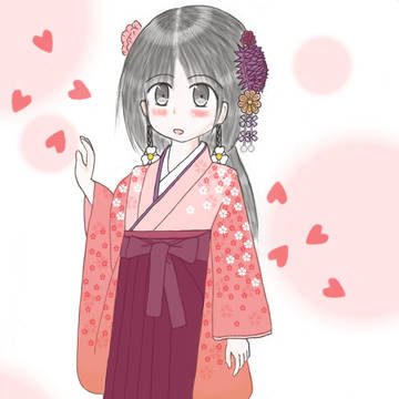 袴の少女と春の風