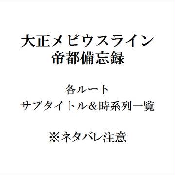 【帝都備忘録】サブタイトル＆時系列一覧【ネタバレ注意】