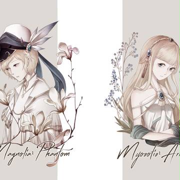 木蓮&忘れな草