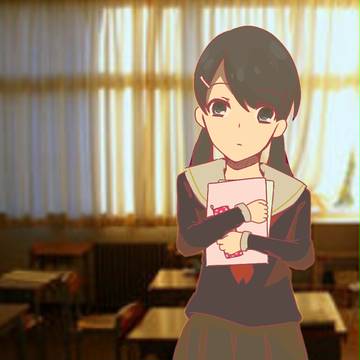 夕焼けの教室と女の子
